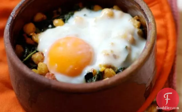 Chickpeas, Kale, And Sausage With Oven-baked Egg