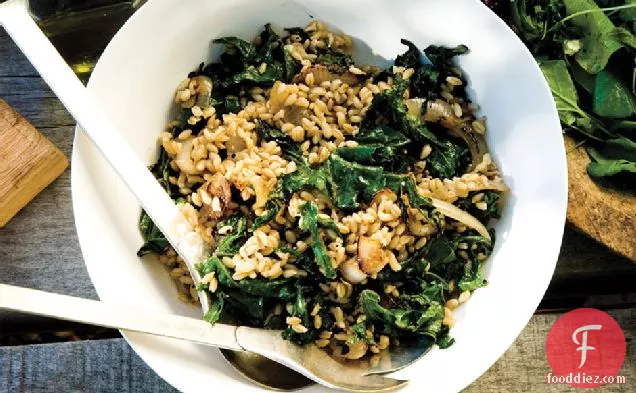 Wheat Berries With Charred Onions And Kale