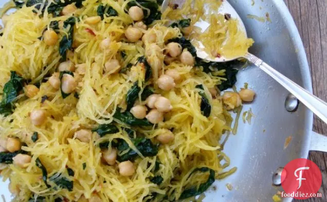 Spaghetti Squash With Kale And Chickpeas