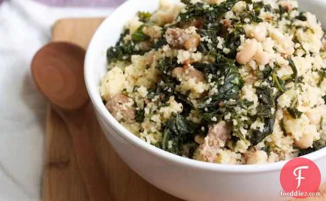 Cous Cous With Sausage, Kale, And White Beans