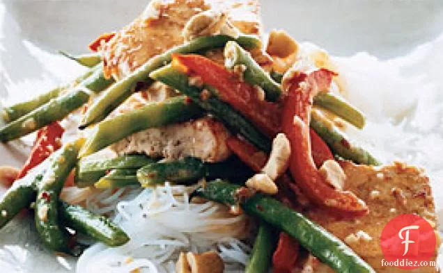 Seared Tofu with with Green Beans and Asian Coconut Sauce