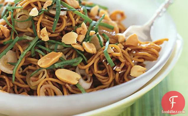 Spicy Sesame Noodles with Chopped Peanuts and Thai Basil