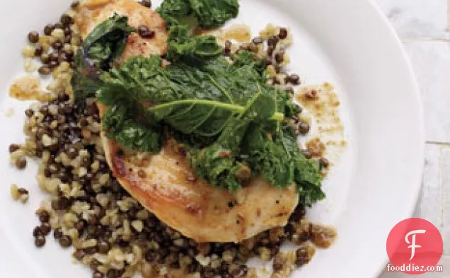 Chicken With Kale And Freekeh-lentil Pilaf