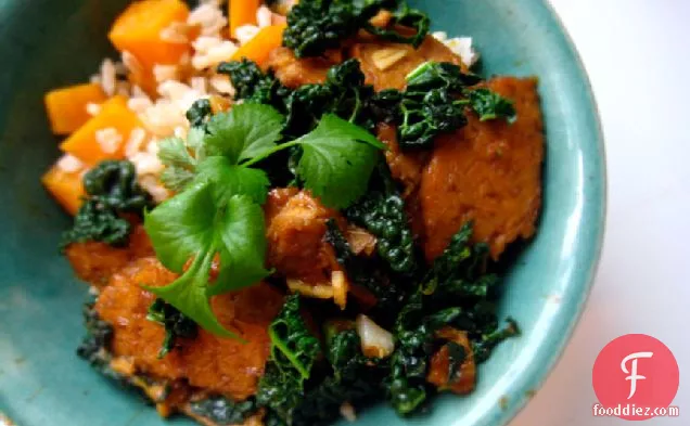 Orange Pan-glazed Tempeh With Kale And Sweet Potato Rice