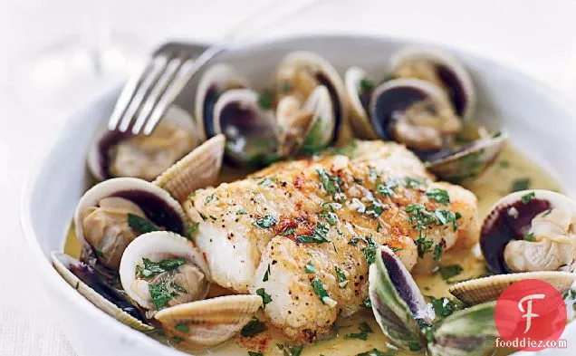 Cod with Cockles and White Wine