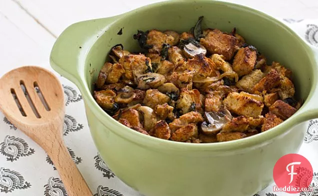 Gluten-free Stuffing With Kale, Caramelized Onions, And Mushrooms