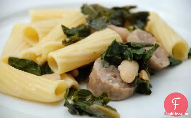Rigatoni With Sausage, Kale, And White Beans