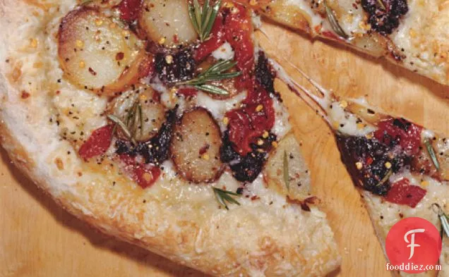 Pizza with Fontina, Potatoes, and Tapenade