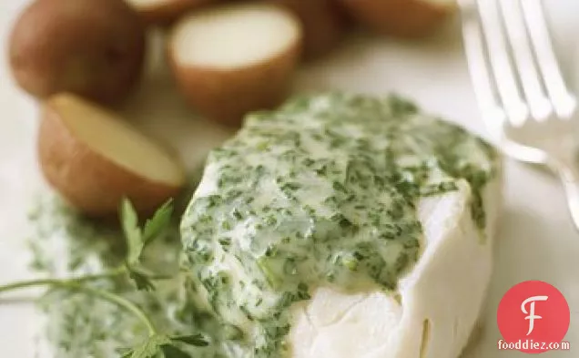 Poached Cod with Parsley Sauce