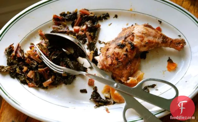 Ramp Jerked Chicken With Roasted Ramps And Kale