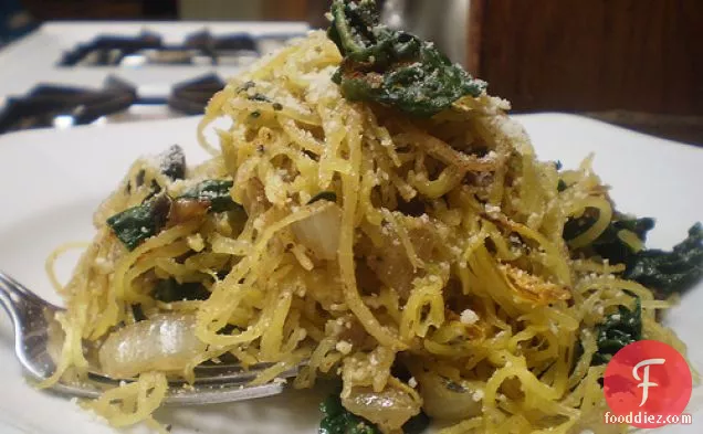 Spaghetti Squash With Mushrooms And Kale