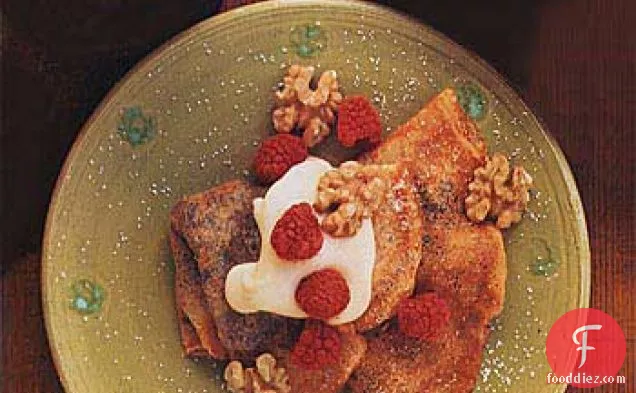 Walnut Crepes with Raspberries and Dried Figs
