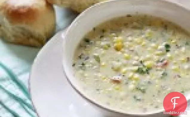 Potato Corn Chowder With Kale And Bacon