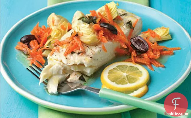 Grill-steamed Mediterranean Halibut