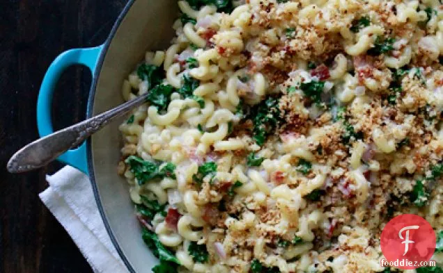 Baked White Cheddar Mac N Cheese With Kale And Bacon