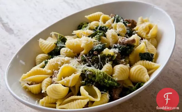 Shell Pasta with Sausage and Greens