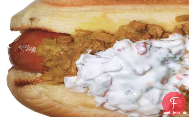 Hot Dogs with Dal and Red-Onion Raita