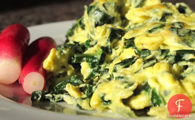Scrambled Eggs With Kale And Provolone