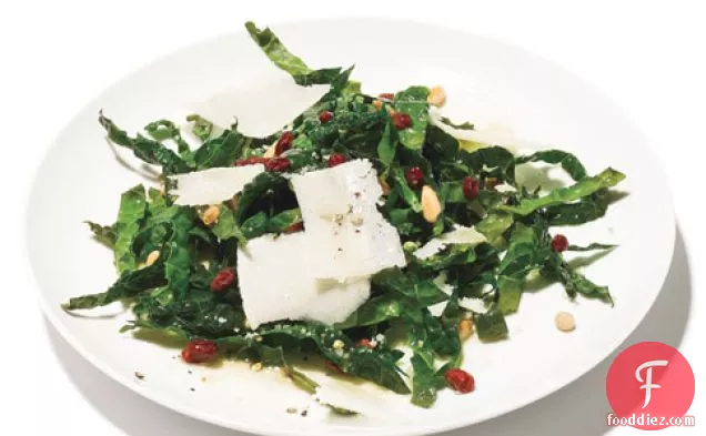 Kale Salad With Pine Nuts, Currants, And Parmesan