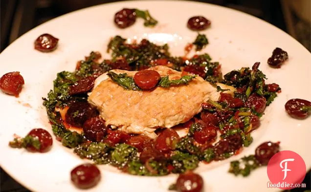 Chicken With Cherries And Kale
