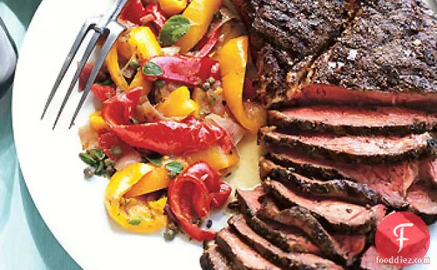 Herb-Rubbed Top Sirloin Steak with Peperonata
