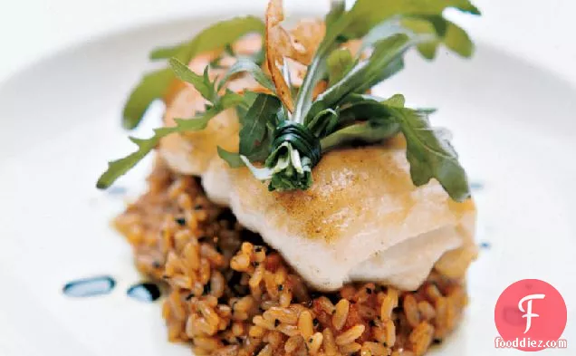Lemon Sole with Tomato-Olive Risotto