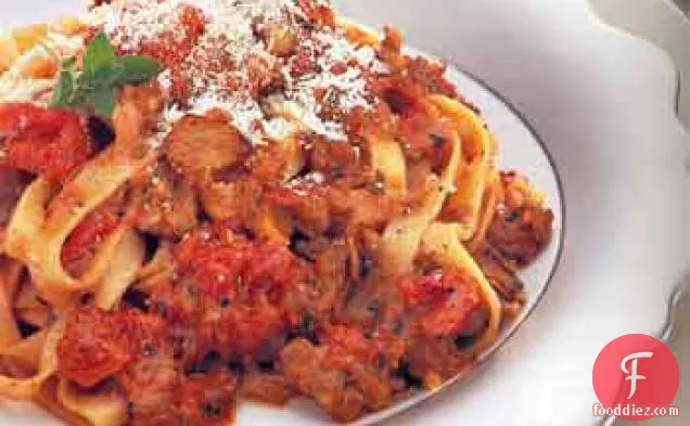 Fettuccine with Creamy Tomato and Sausage Sauce