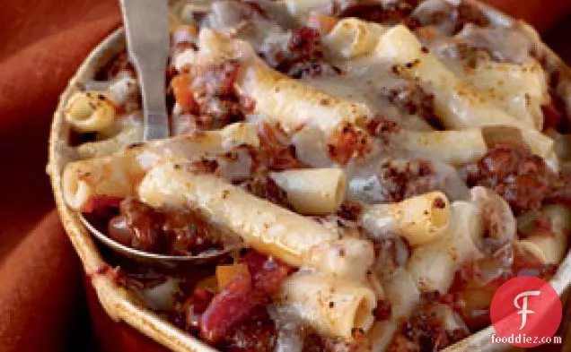 Baked Ziti with Spicy Pork and Sausage Ragù