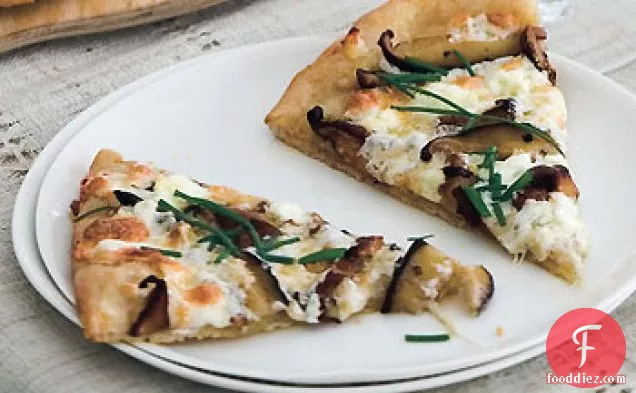 Shiitake and Chanterelle Pizzas with Goat Cheese