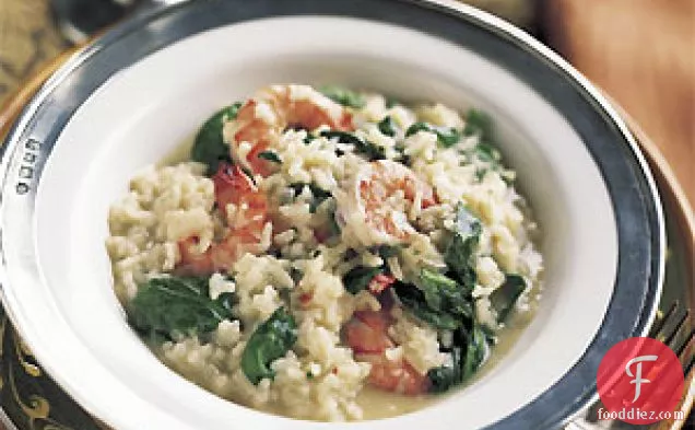 Shrimp Risotto with Baby Spinach and Basil