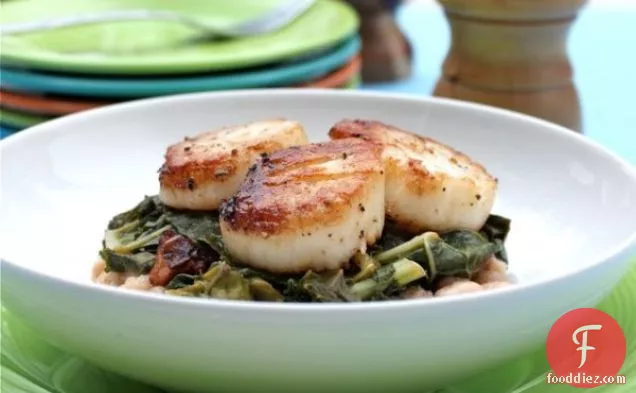 Seared Scallops With Wilted Greens