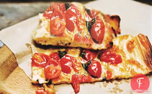 Roman Style Pizza with Roasted Cherry Tomatoes