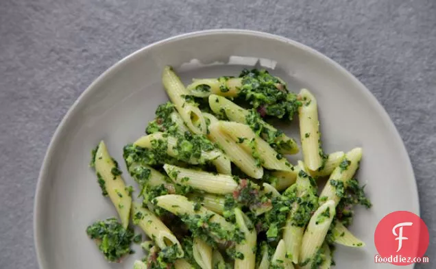 Penne With Creamed Greens And Pancetta