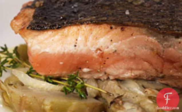 King Salmon With Braised Fennel And Artichokes