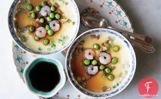 Chawan Mushi with Shrimp and Spring Peas
