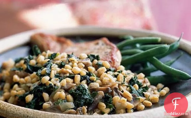 Grano with Mushrooms and Greens