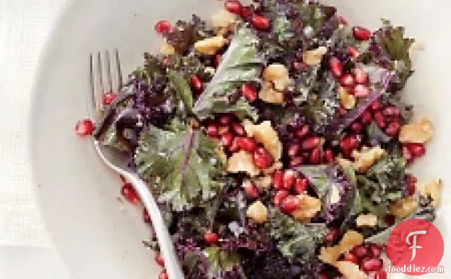 Raw Kale Salad With Pomegranate And Toasted Walnuts