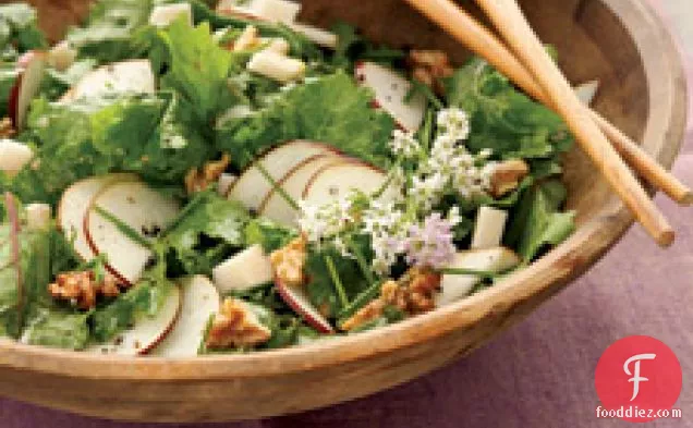 Raw Kale Salad With Gouda, Pear, And Walnuts