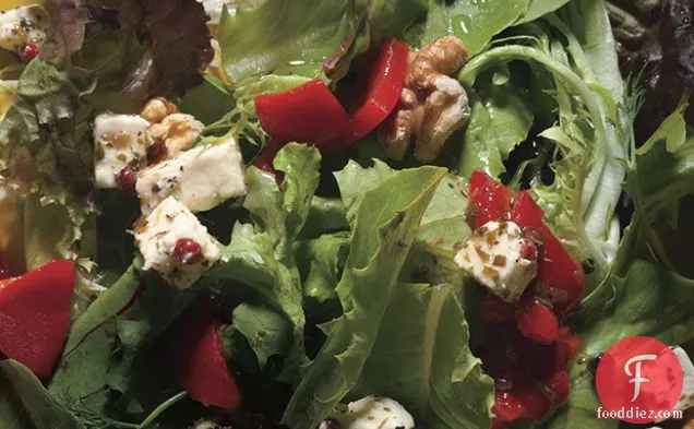 Herb Salad with Feta, Roasted Red Peppers, and Toasted Nuts