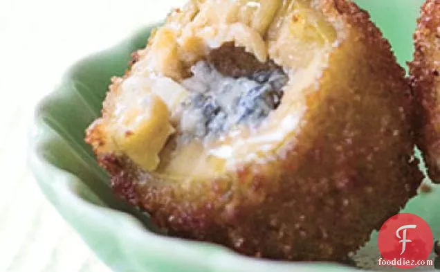 Fried Green Olives Stuffed with Blue Cheese