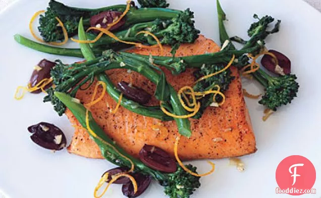 Seared Arctic Char with Broccolini, Olives, and Garlic