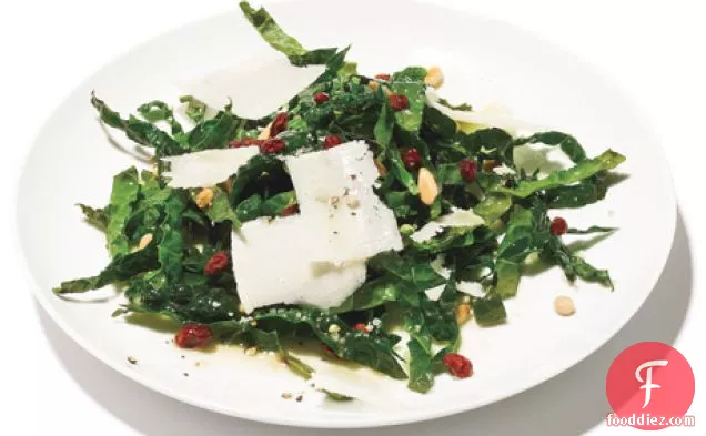 Kale Salad with Pinenuts, Currants and Parmesan