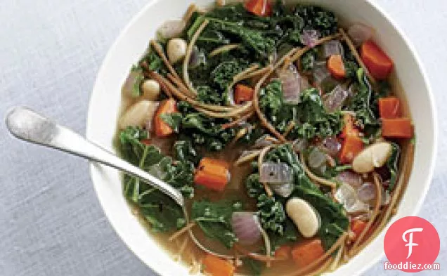 Noodle Soup With Kale And White Beans