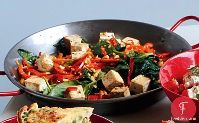 Spicy Thai Tofu with Red Bell Peppers and Peanuts