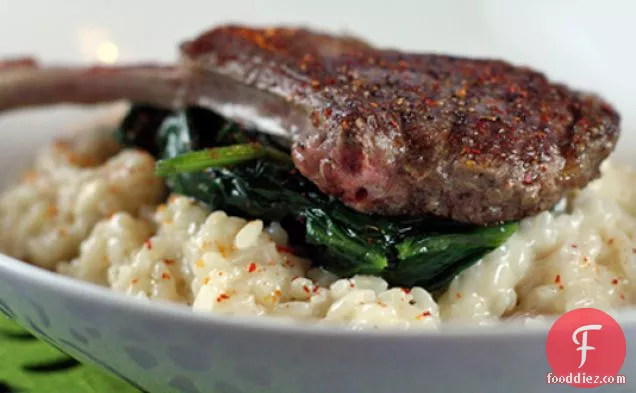 Lamb Chops With Classic Risotto And Spinach