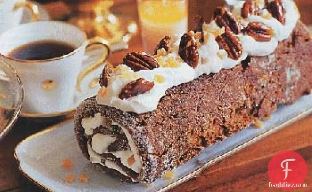 Ginger-Pecan Roulade with Honey-Glazed Pecans