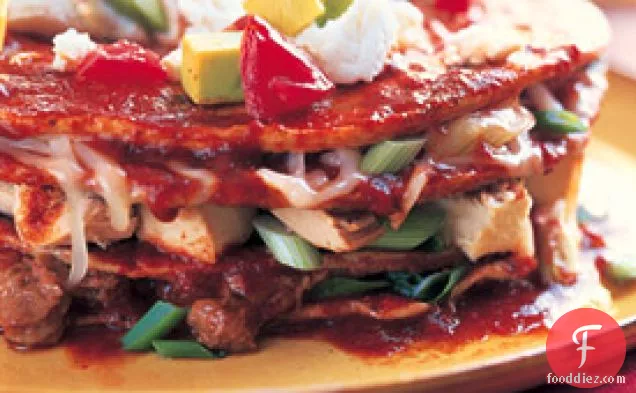 Stacked Enchiladas with Turkey and Chipotle Beans