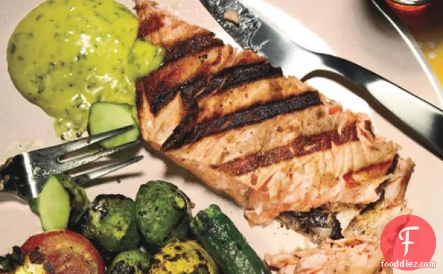 Grilled Salmon With Basil Aioli