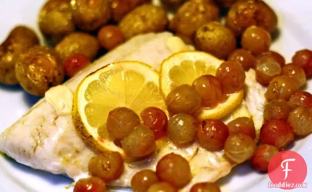 Walleye With Roasted Grapes and Fingerling Potatoes