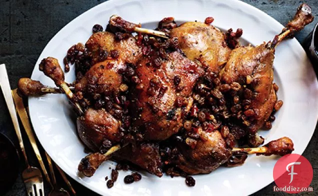 Duck Confit with Spicy Pickled Raisins
